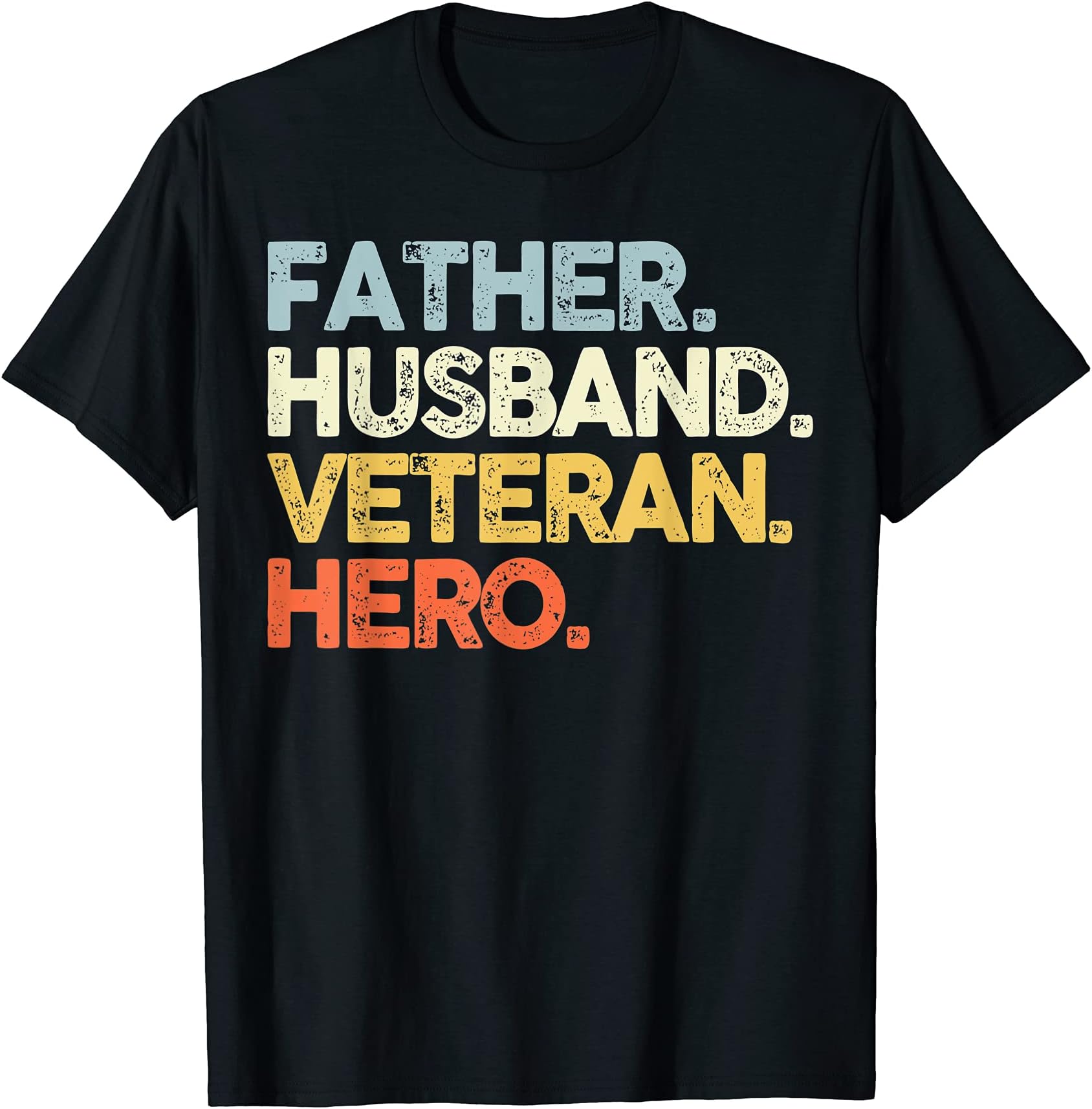 Mens MOQY Vintage Father Husband Veteran Dad Papa Veteran Day T-Shirt