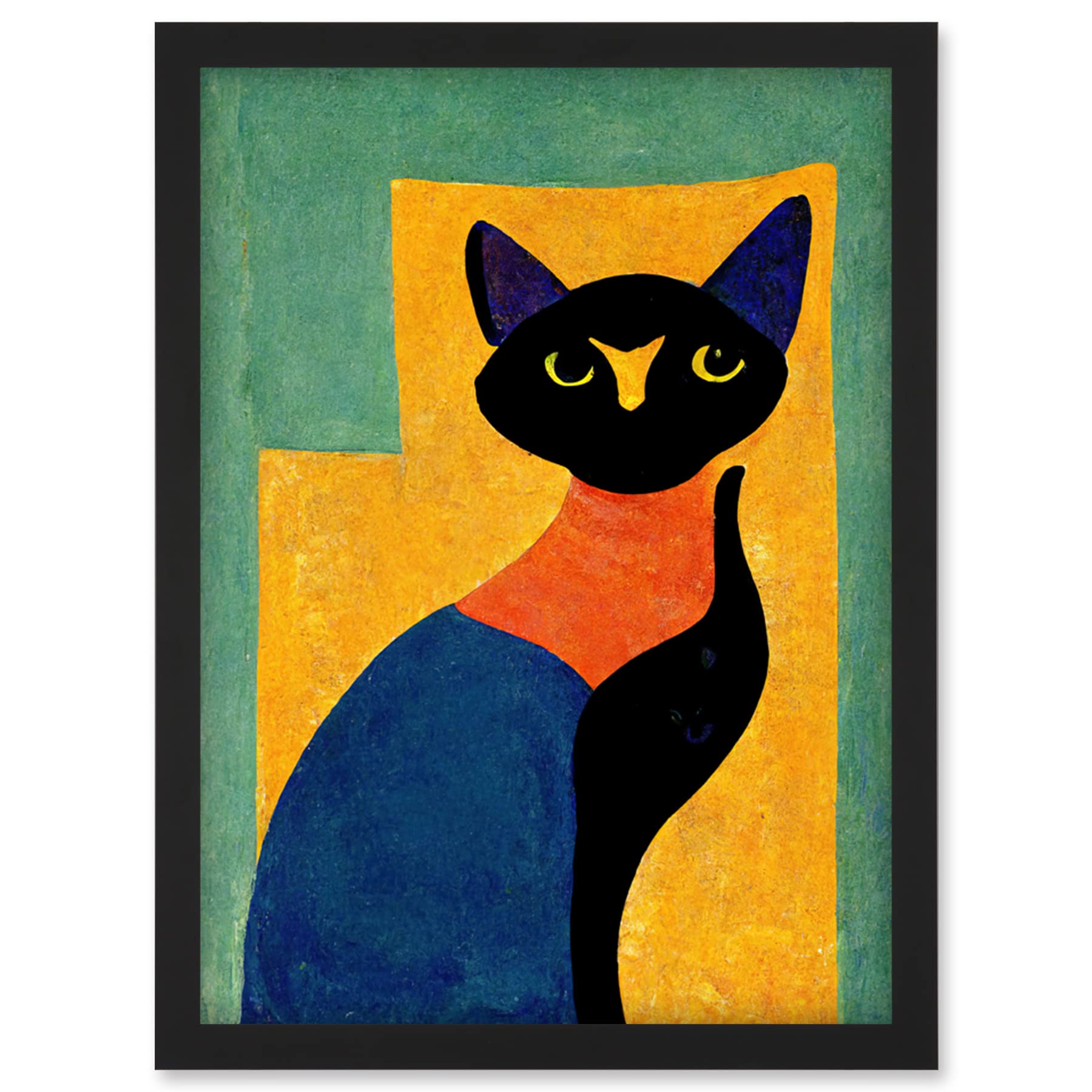 Artery8 Modern Abstract Minimalist Cat Wall Art PrintA4 Size from B&Q