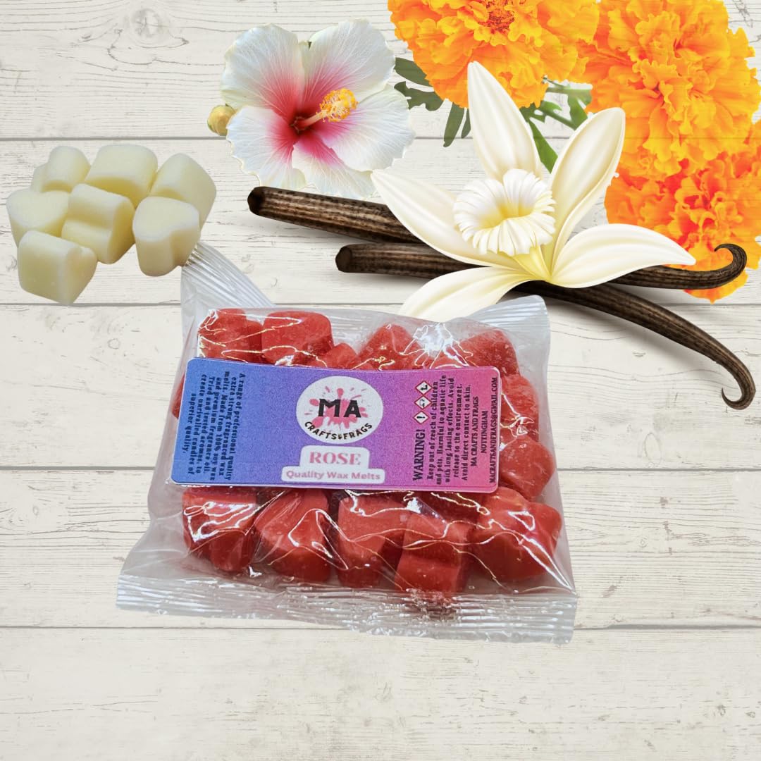 20 x Highly Scented Wax Melts Mini Hearts Handmade, Cruelty Free, Vegan Many fragrances (Rose)