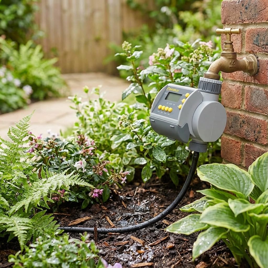 Suinga Programmatore di irrigazione automatico per giardino - Timer digitale per rubinetto con controllo dell'acqua e risparmio energetico, grigio