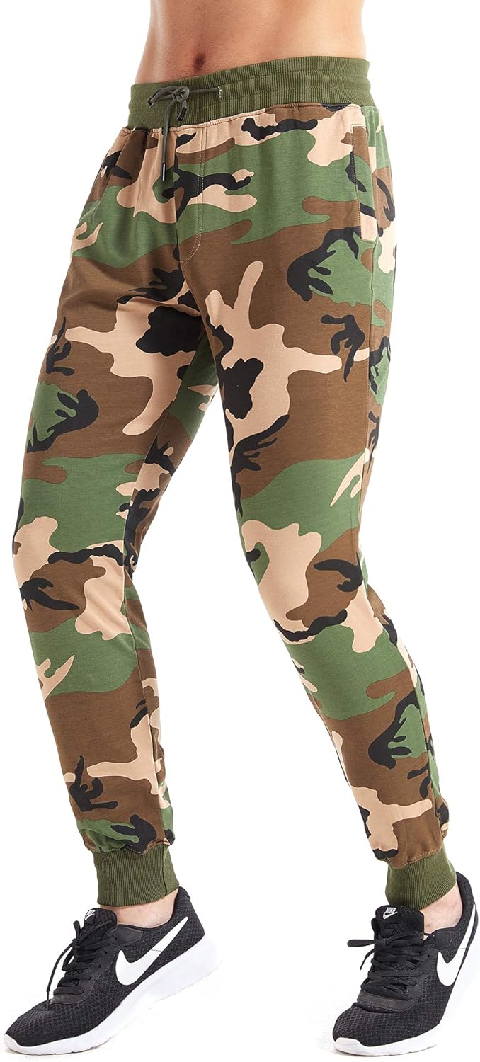 Men's Cotton Joggers Camo Sweatpants Casual Jogger Scrub Track Pants Comfort Camouflage Trousers for Hiking Yoga Training : Sports & Outdoors