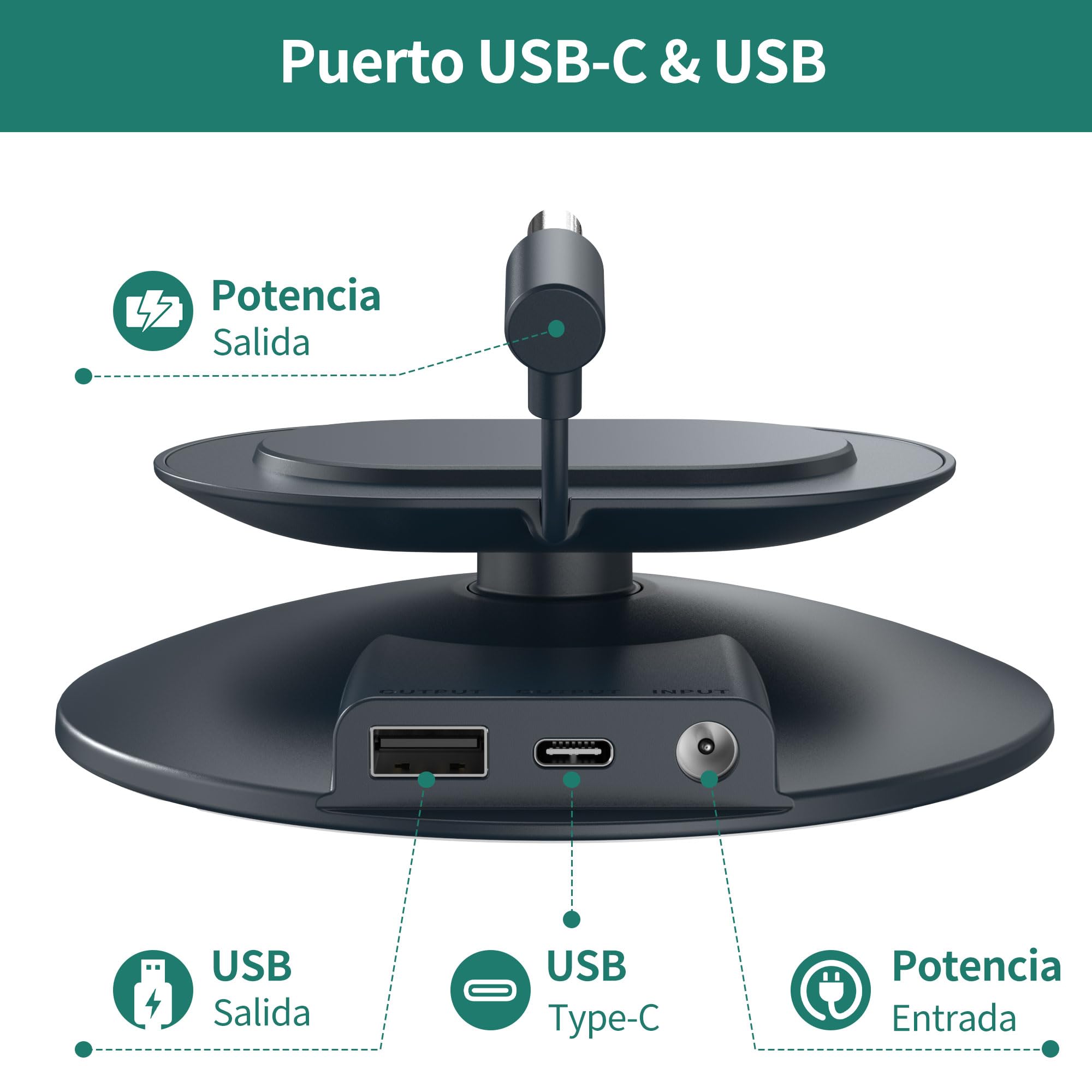 Soporte HomeMount para show 11, soporte de carga magnético ajustable con puertos USB-C y USB-A, base giratoria de 270°, compatible con show 11 y 2025 Show 8, para teléfonos y auriculares