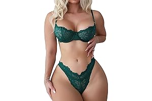 Sensual Women's Floral Lace Bra and Panty Set: A Sultry Affair