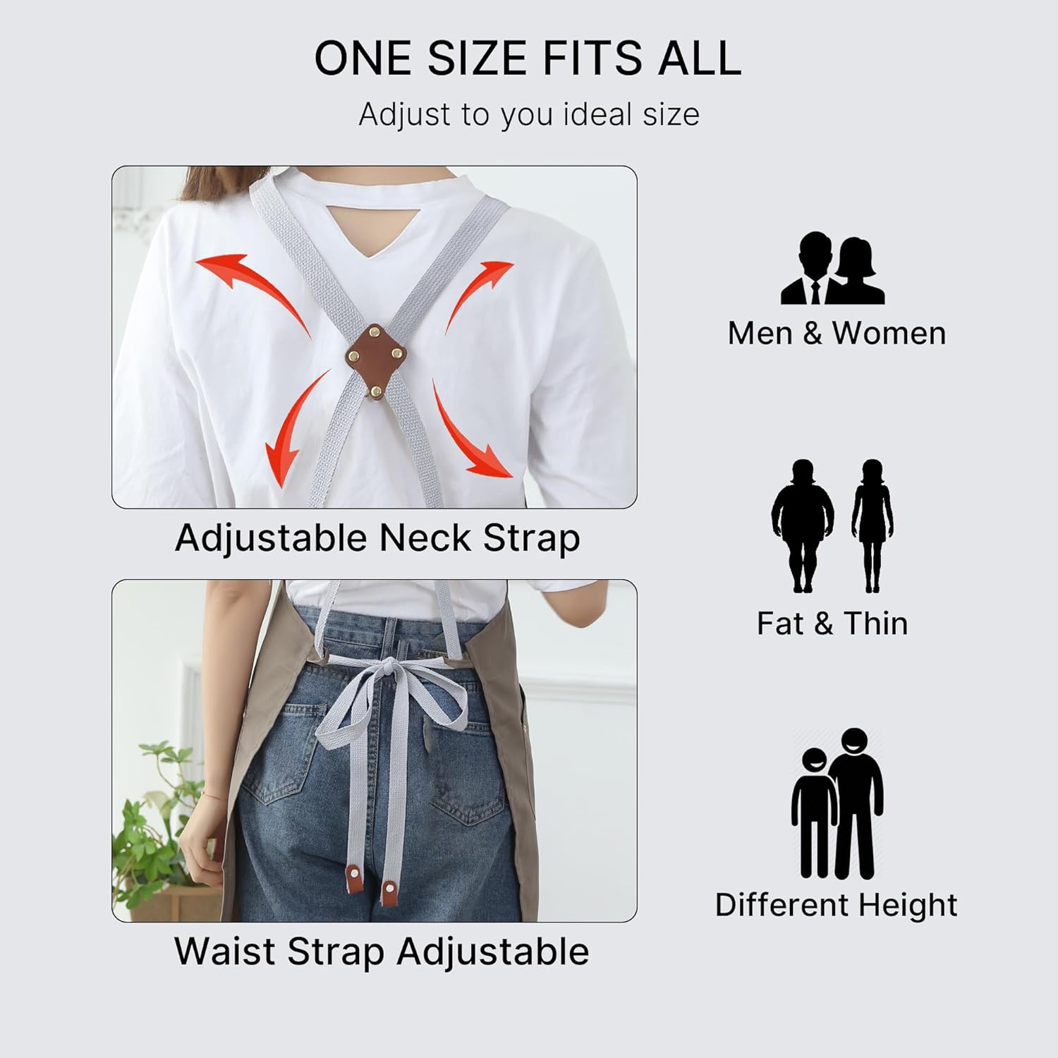 Aprons for Women Men with Pockets Water Drop Resistant Cross Back Adjustable - Image 3