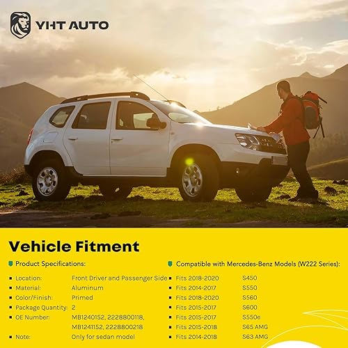 Miniatura 2 de YHTAUTO Juego de 2 guardabarros delantero del lado del conductor y del pasajero para Mercedes-Benz S450 S560 18-20, S550 14-17, S600 S550e 15-17,