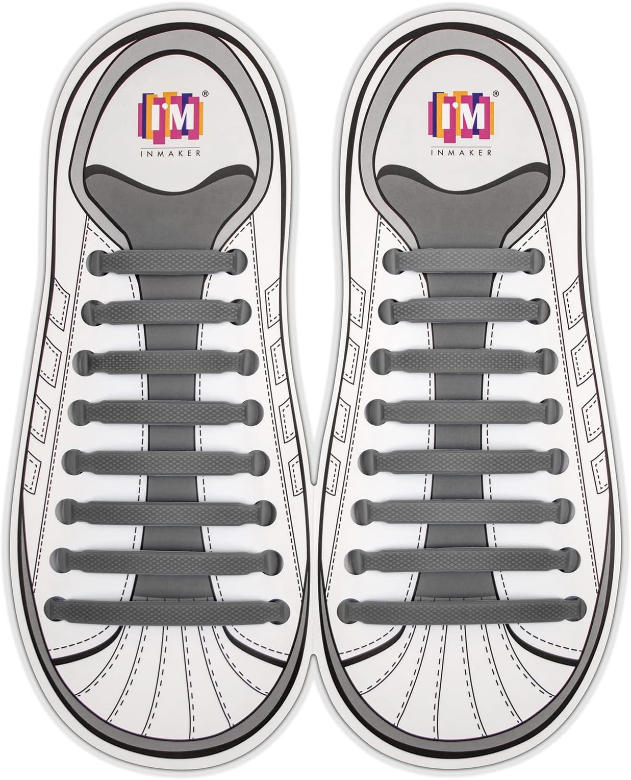 INMAKER No Tie Shoe Laces for Adults and Kids, Elastic Shoelaces for Sneakers, Rubber Silicone Tieless Laces