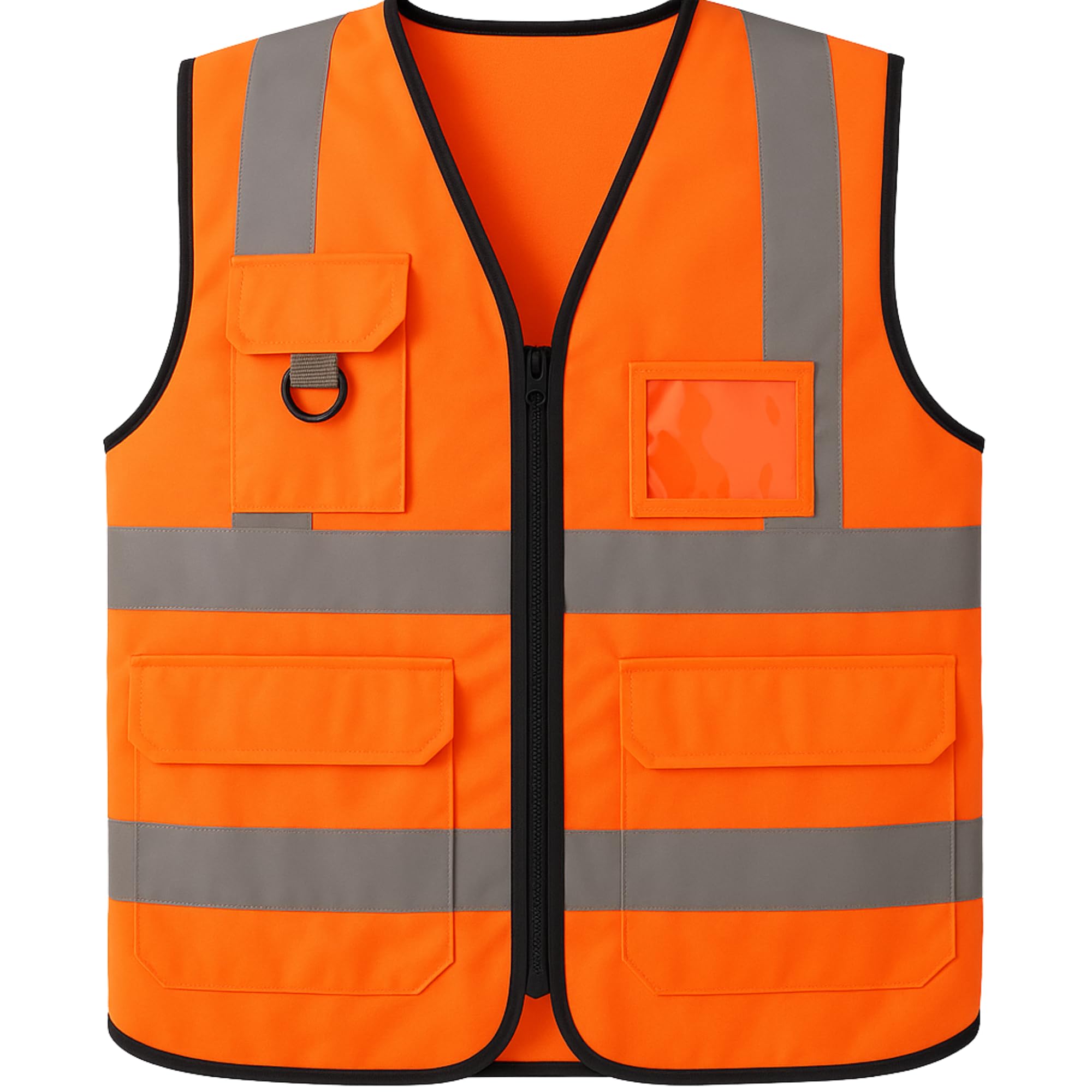 Step Ahead HI VIS VIZ EXECUTIVE SAFETY WAISTCOAT VEST PHONE & ID POCKET (Orange, L)