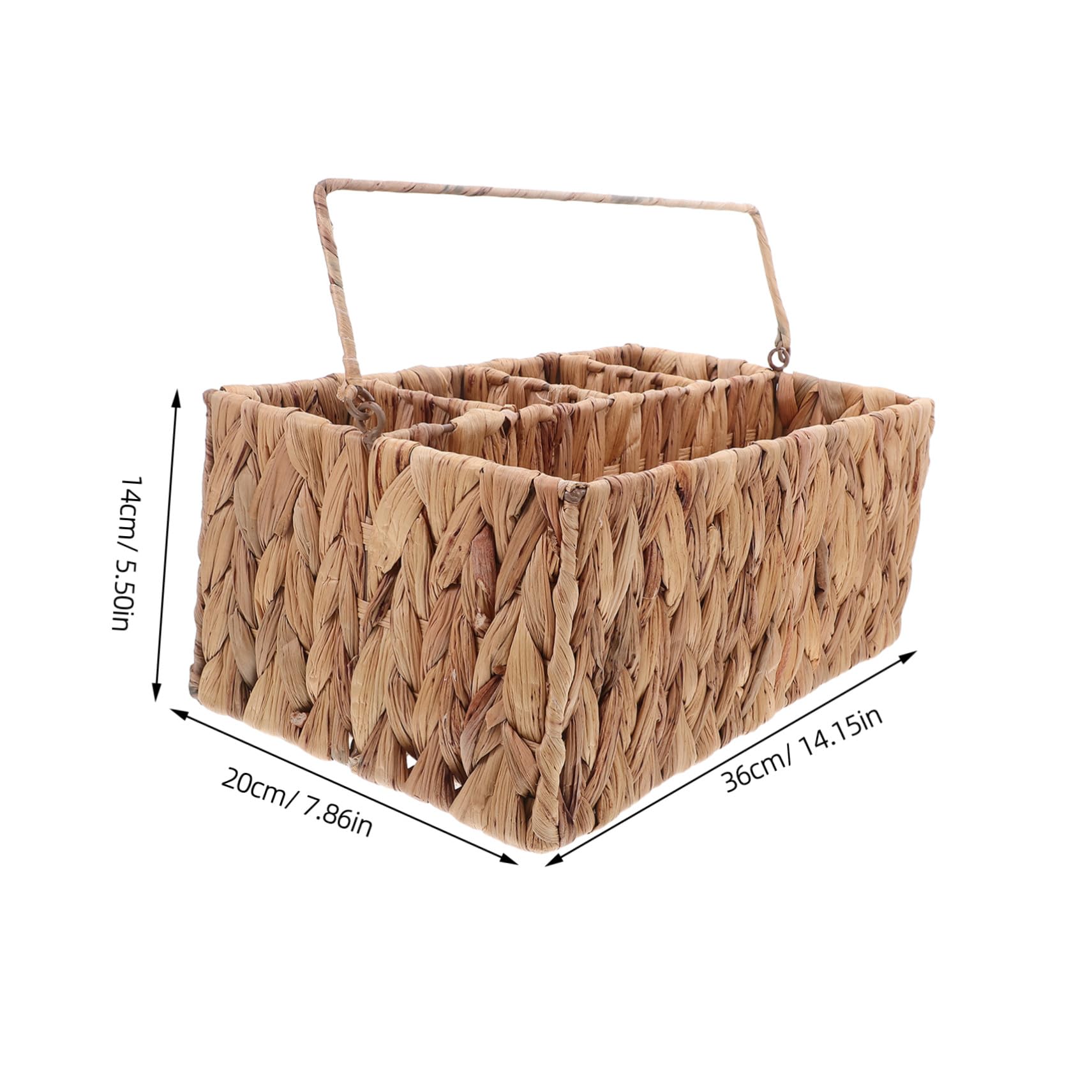 Mikinona Cesta Organizadora de Cubiertos de Mimbre con Compartimentos Cesta Portátil para Picnic Soporte para Utensilios y Condimentos Diseño Rústico y Compacto para Mesa y Almacenamiento