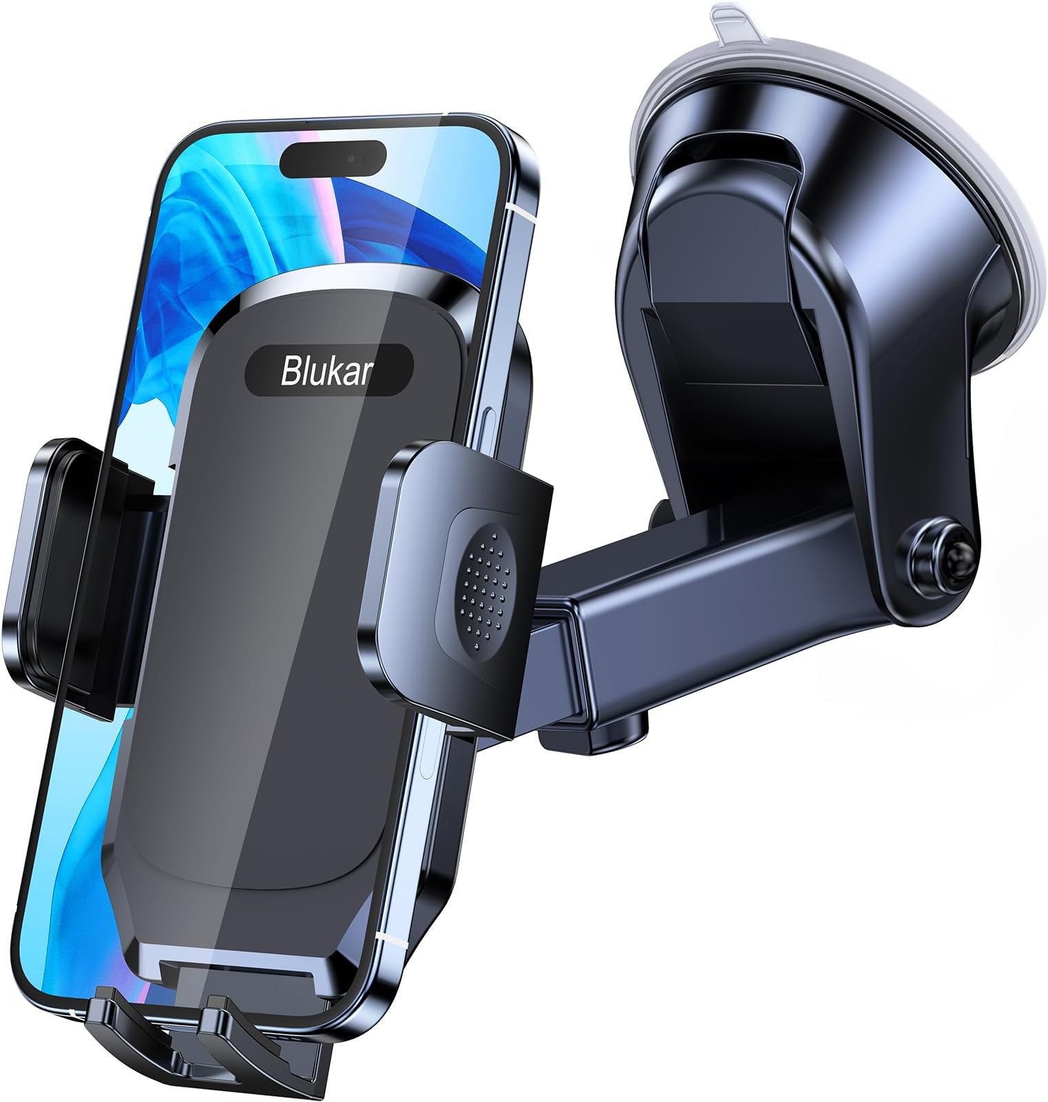 Car Phone Holder, Adjustable Car Phone Mount Cradle 360° Rotation - Upgraded Strong Sticky Gel Pad for Dashboard/Windscreen - One Button Release Mobile Accessories for All 4.0''-6.7'' Phones