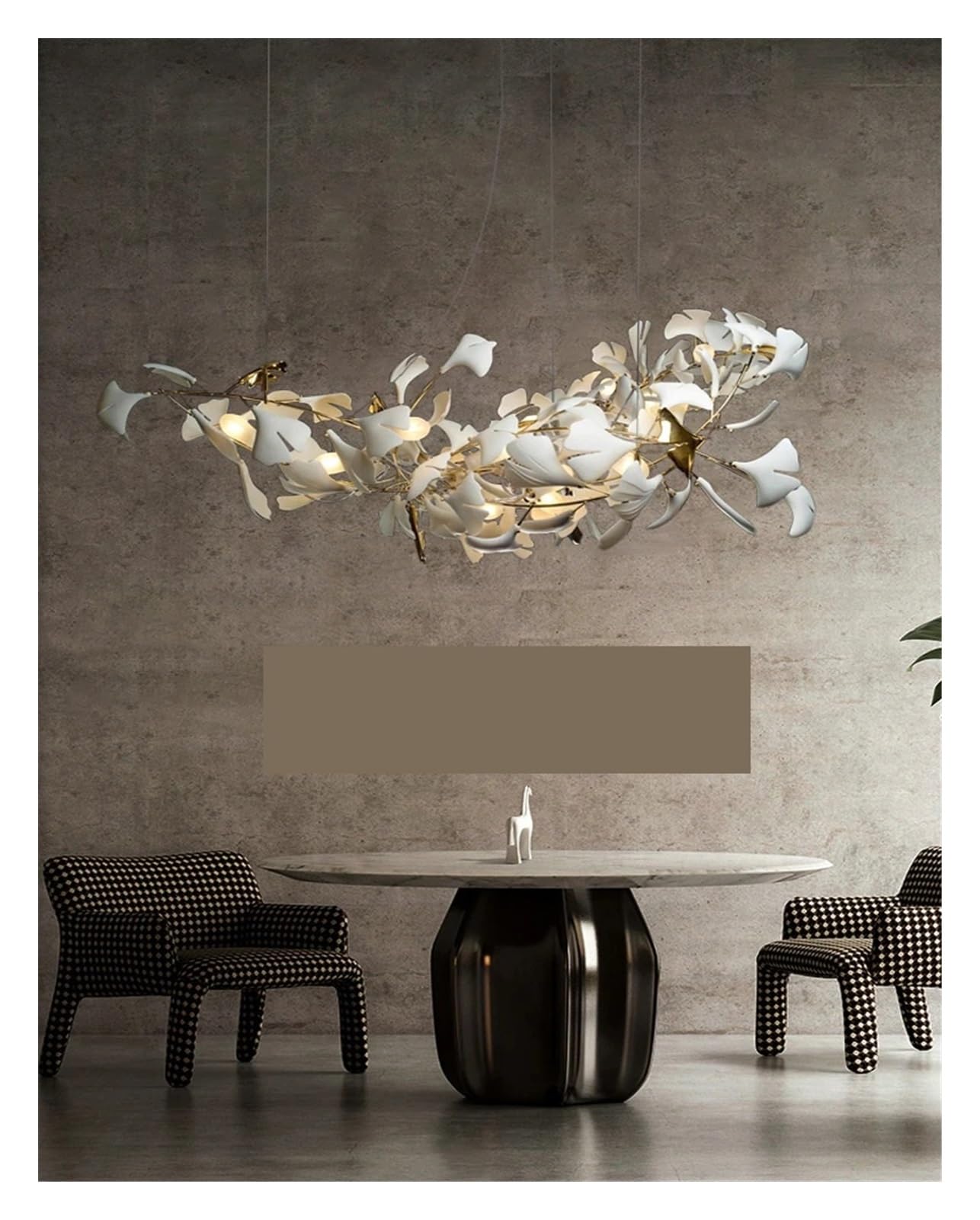 Générique Lustre, Plafonnier suspendu rond en forme de feuille Ginkgo, design moderne, luminaire décoratif d'intérieur, idéal