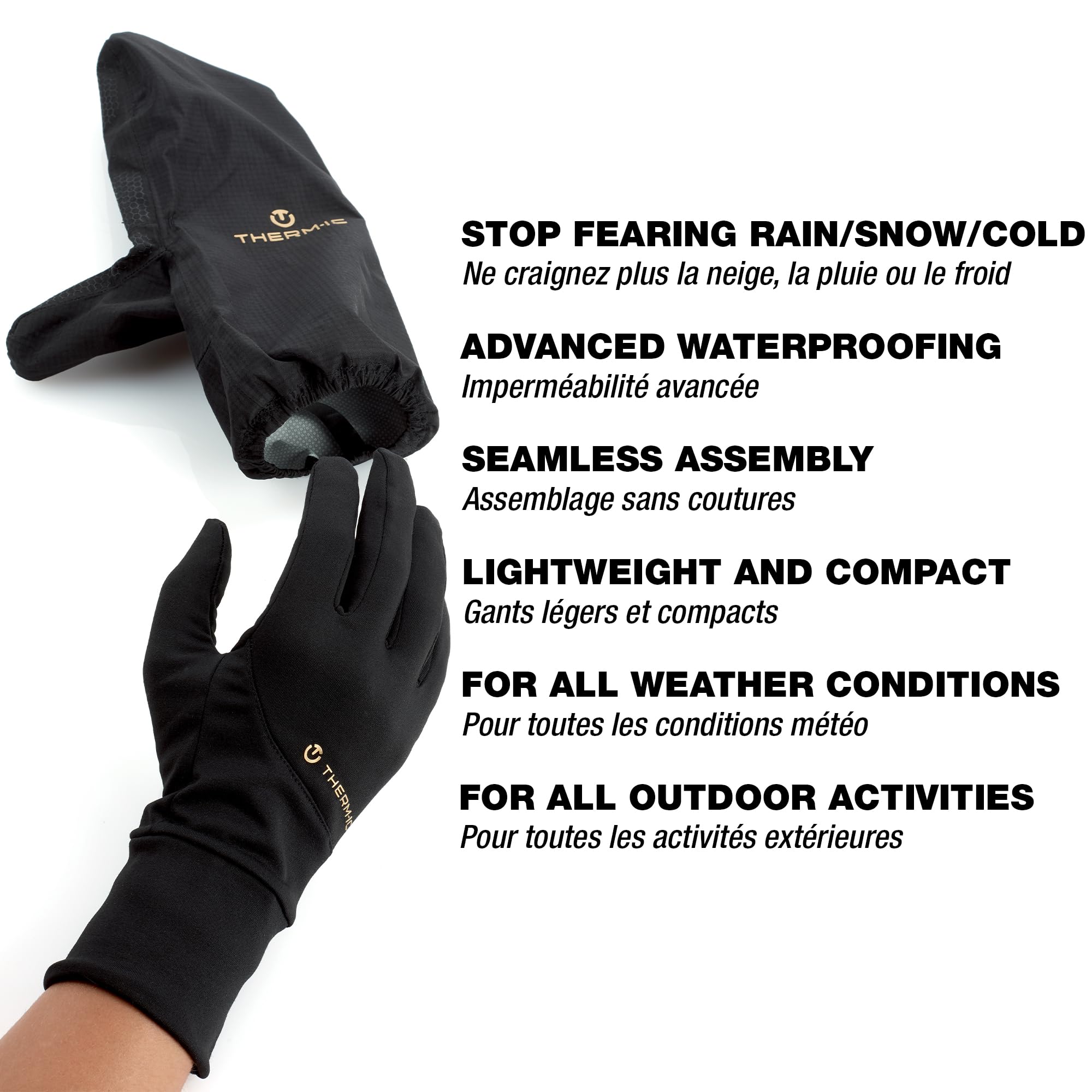 Thermic Weather Shield Covers sobre Guantes Unisex, Unisex Adulto, Color Negro, tamaño Large