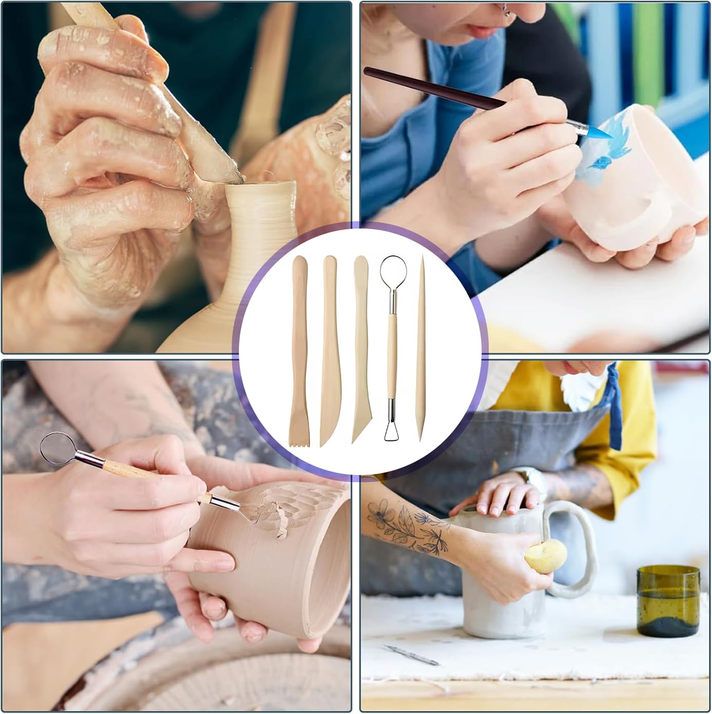 Autodurcissante Action 11 Pcs Outil De Poterie, Outils De Sculpture De Poterie En Céramique Outils De Sculpture Argile Pour Artistes Débutants Professionnels Outils Poterie