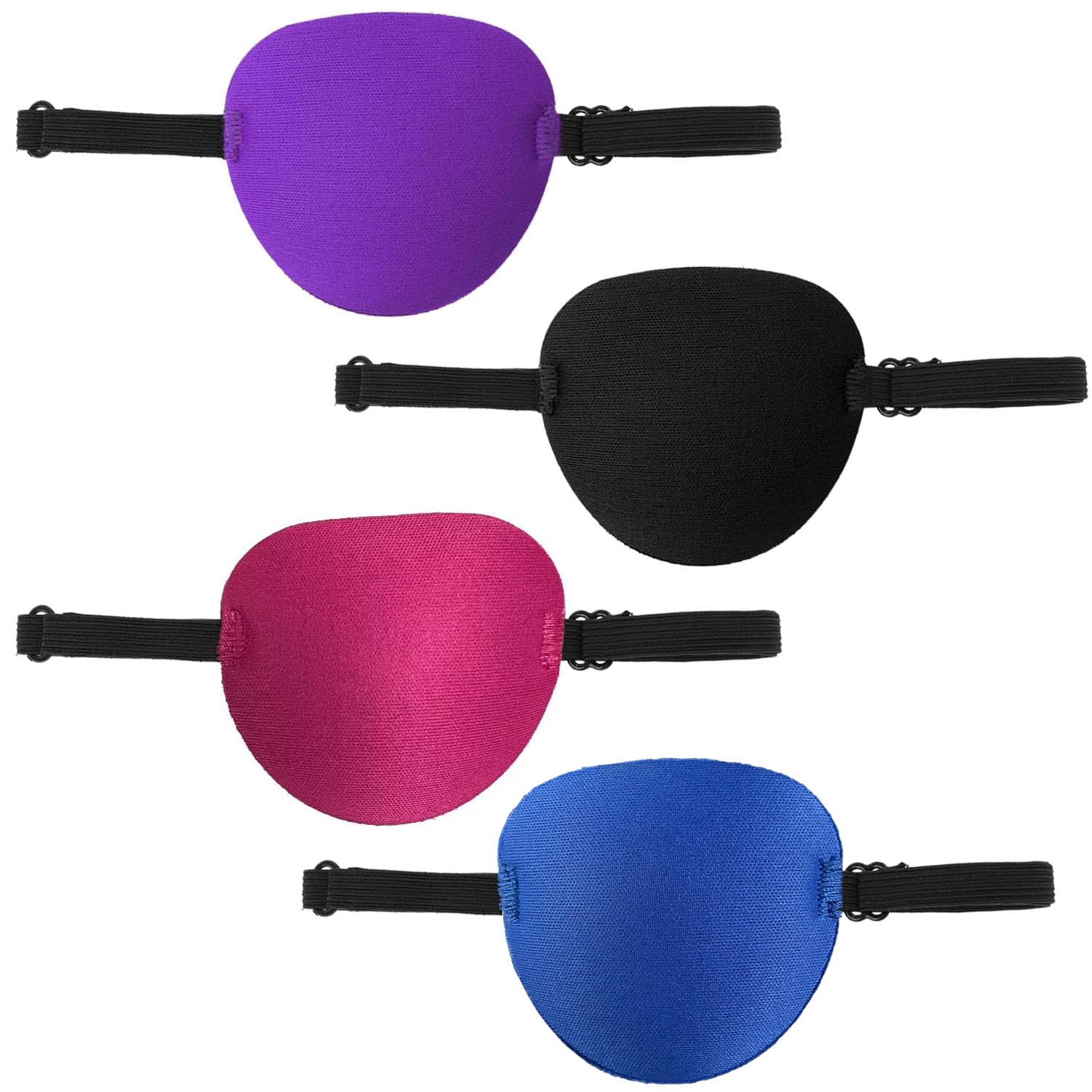 4 Pezzi Benda Occhio Singolo, Patch Occhi Regolabili, Benda Sull'occhio 3D, Bende Occhi, Bende Occhi Pirati, Adatto per Alleviare L'ambliopia o Strabismo Negli Adulti e Bambini (Quattro Colori)