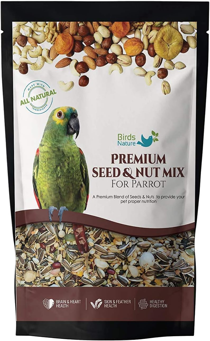 Premium Seed & Nut Mix Food for African Greys Parrot, Senegals, Amazons, Electus, Small Cockatoos, Conures, Caiques & Exotic Birds (5kg)