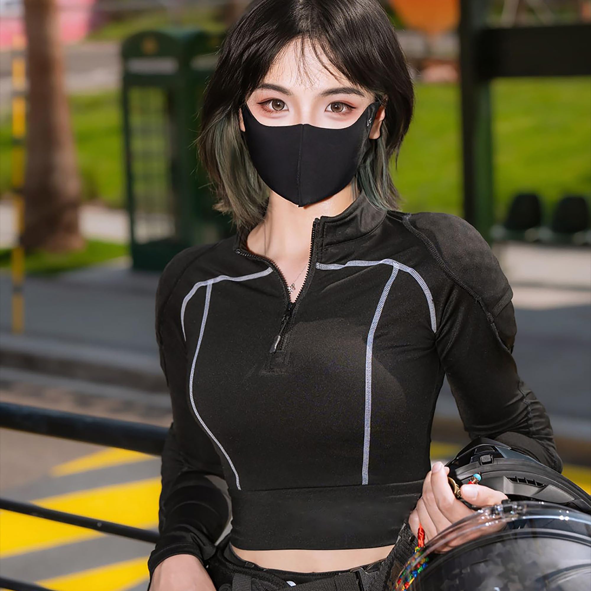 Sweat-Shirt Moto pour Femme, Veste Moto Respirante Et Extensible – Veste Zippée Style Biker, Pull Design court Tendance pour Le Streetwear, La Salle De Sport Et Le Quotidien