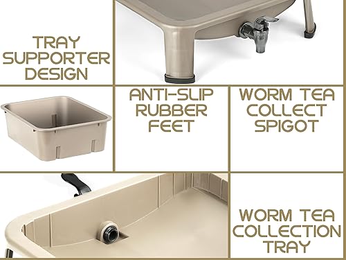 Miniatura 24 de Blütezeit Compostador de gusanos de 3 bandejas, granja de gusanos de 32 cuartos de galón con gusanos de compostaje kit de inicio para Negro