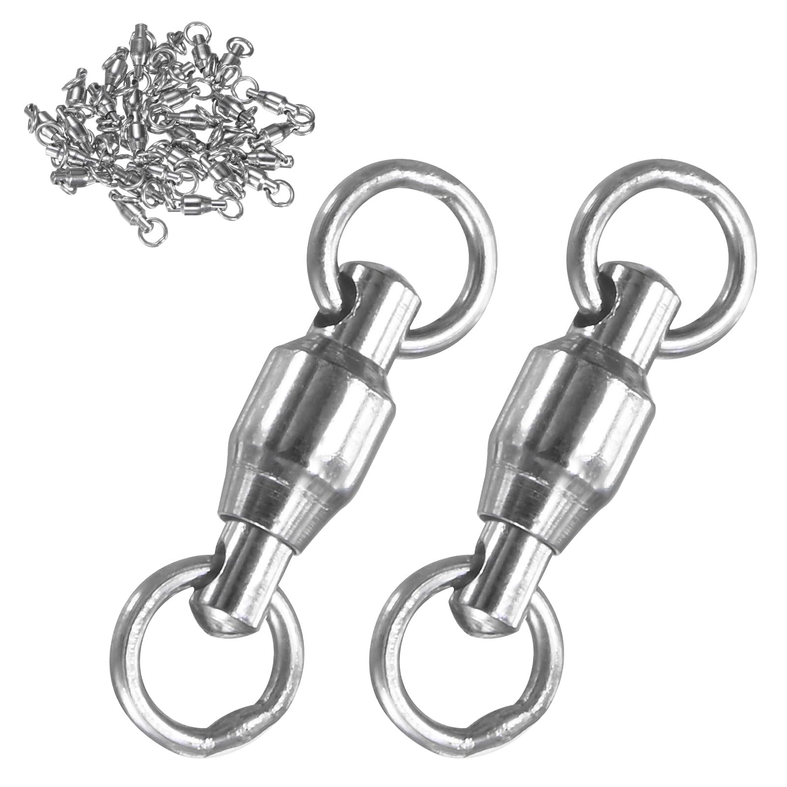 M METERXITY 30-Pack Ball Bearing Fishing Swivels, 1# 0.67In (17mm) Stainless Steel Lure Leader Line Connector for Fishing/Saltwater/Freshwater, High Strength Welded Ring [Silver]