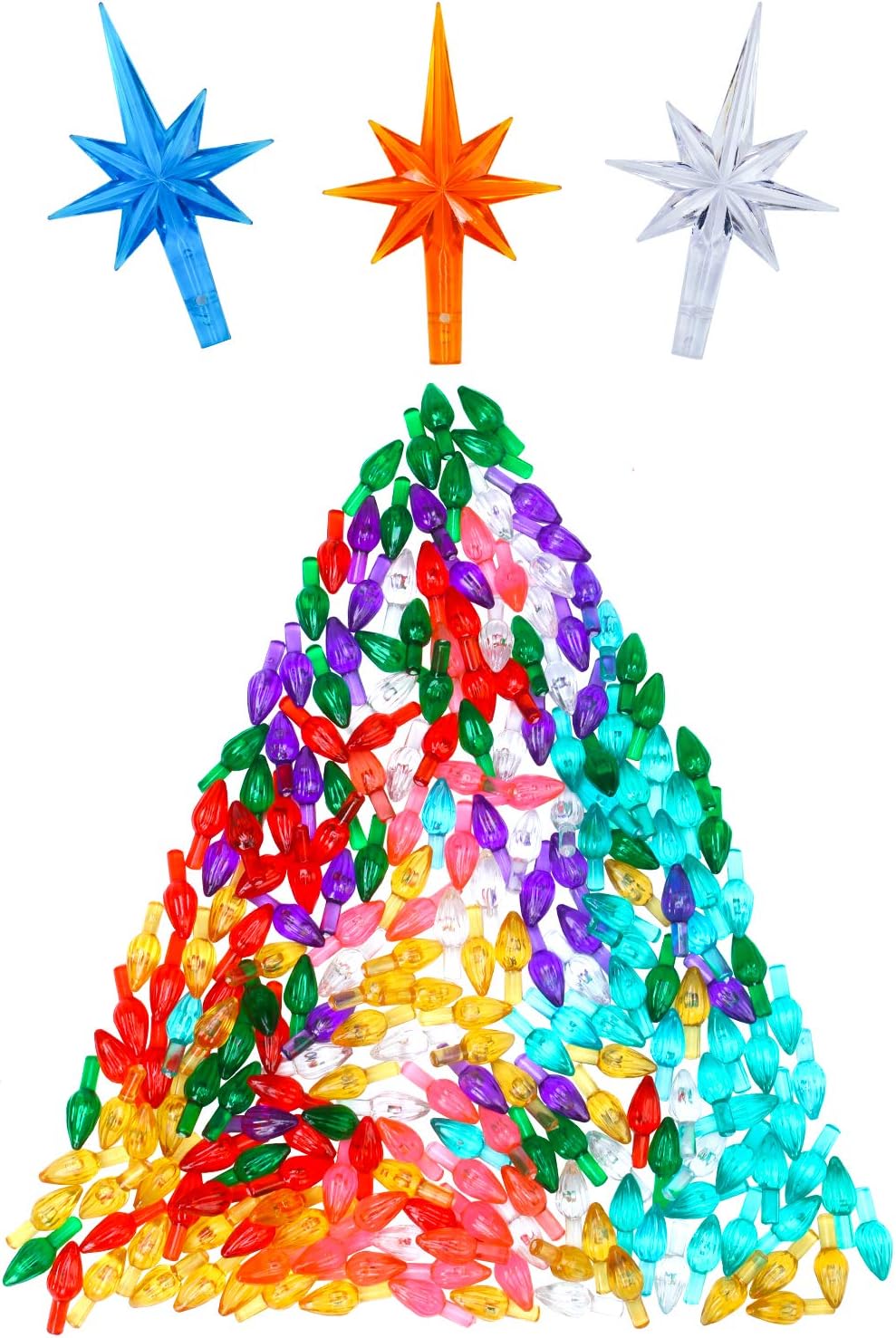 Resinta 200 Pieces Ceramic Christmas Tree Plastic Ornament and 3 Pieces Ceramic Christmas Tree Star Topper (not Include Ceramic Christmas Tree)