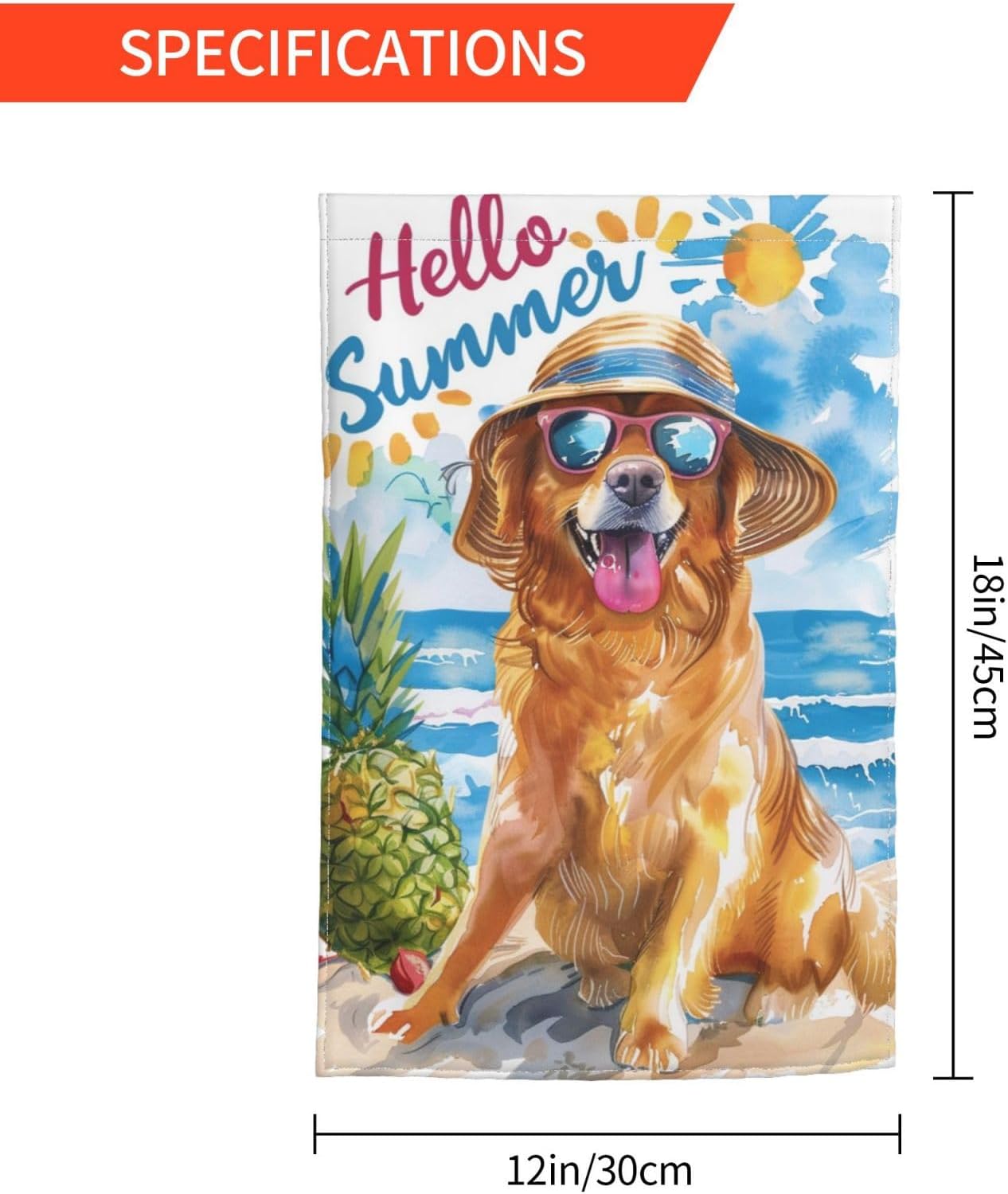 Hello Summer Garden Flag 12x18 Inch Double Sided, Golden Retriever Dog Yard Flag For Outdoor, Summer Seasonal Decors For Farmhouse Holiday Outside - Image 8