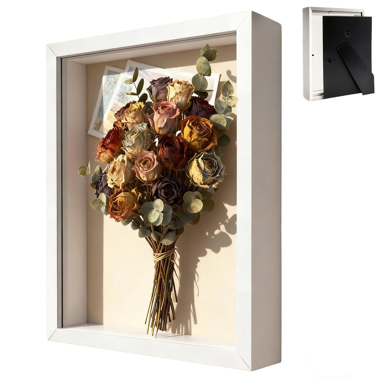 3D Marco de Fotos, 30 x 40 cm, Marco de Fotos Profundo para Rellenar, 3D Marcos de Caja de Sombra, con Placa Acrílica Transparente, Marcos de Madera Profunda, para Fotos, Medalhas, Blanco