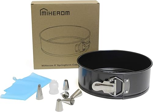 Miniatura 6 de MiHerom Sartén antiadherente antiadherente de 8.5 pulgadas, sartén redonda para tarta de queso a prueba de fugas con juego de tuberías, accesorios