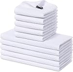smiry Cotton Kitchen Dish Towels Set– 4 Pack 12x12 Inch & 4 Pack 13x28 Inch Kitchen Towels, 8 Pieces in Total, Ultra Soft Absorbent Quick Drying Dish Cloths Tea Towels, Black