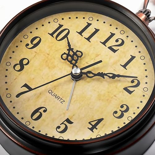 Vista 8 de 2 Pack Vintage Retro Analog Alarm Clocks, 5.2 Inch Silent Non Ticking Small Table Clock, Battery Operated Desk Clocks for Bedroom, Elegant Bedside