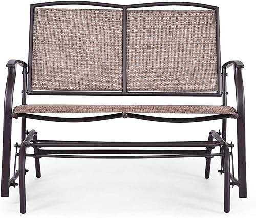 Redeo Wenst'sKufAN - Silla mecedora para patio, banco de columpio para exteriores con marco de acero estable, banco mecedora para 2 personas, ideal