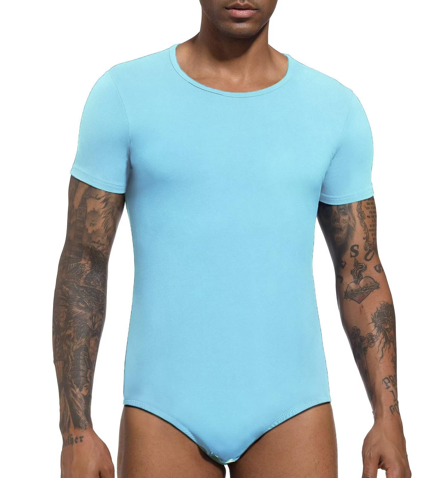 Landofgenie Combinaison à Manches Courtes Homme Pyjama Combinaison