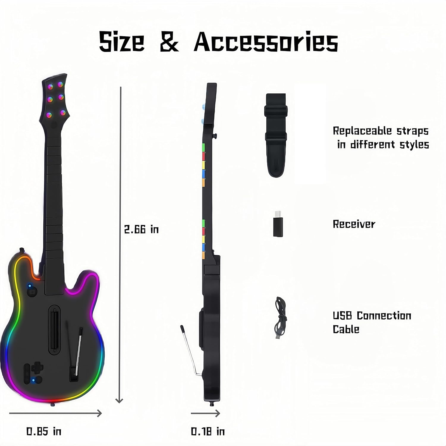 Lyvix Guitar Controller Compatible with PS4/PS3/PC, Wireless Controller with RGB Light & Audio Jack for Guitar Hero, Rock Band, Clone Hero, Fortnite Festival Games