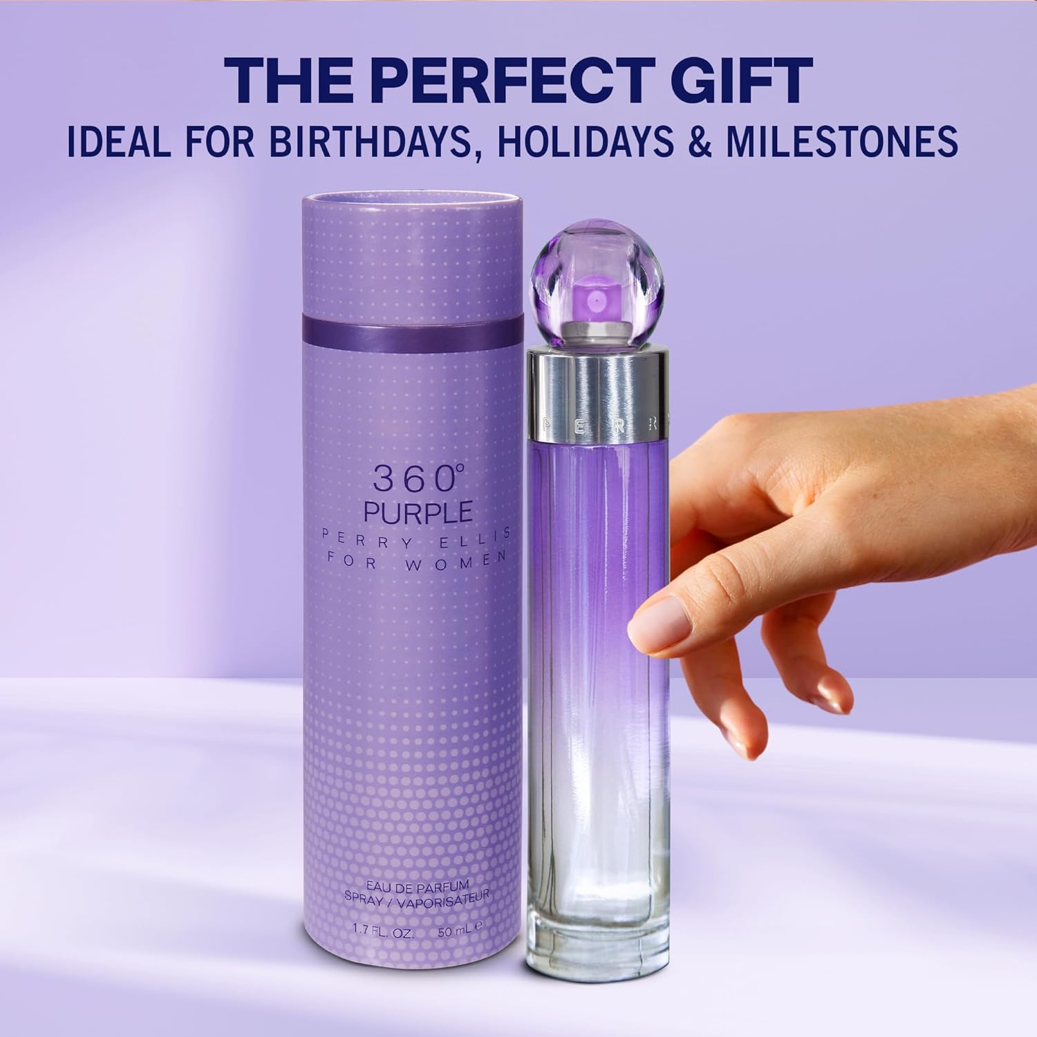 Perry Ellis 360° Purple Eau De Parfum Spray for Women - Perfume for Women, Fruity & Floral Fragrance, EDT, Designer Scent for Her, Long Lasting - 1.7 fl oz (50 mL) - Image 4