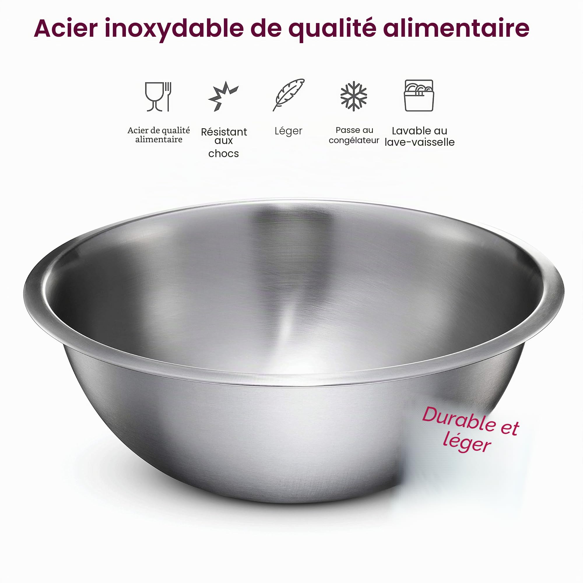 Stainless Steel Mixing Bowls by Finedine (Set of 6) Polished Mirror Finish Nesting Bowls, ¾ - 1.5-3 - 4-5 - 8 Quart - Cooking Supplies