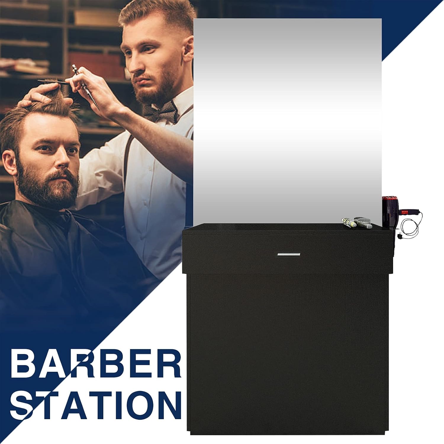 Artist Hand Wall Mount Salon Station Barber Stations Styling Station with Mirror Barber Beauty Spa Salon Equipment : Beauty & Personal Care