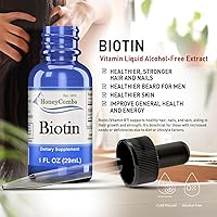 Vista 3 de HoneyCombs Biotina líquida, vitaminas para el cabello y las uñas para mujeres, hombres y niños, gotas B7 de alta potencia 500% DV, líquido