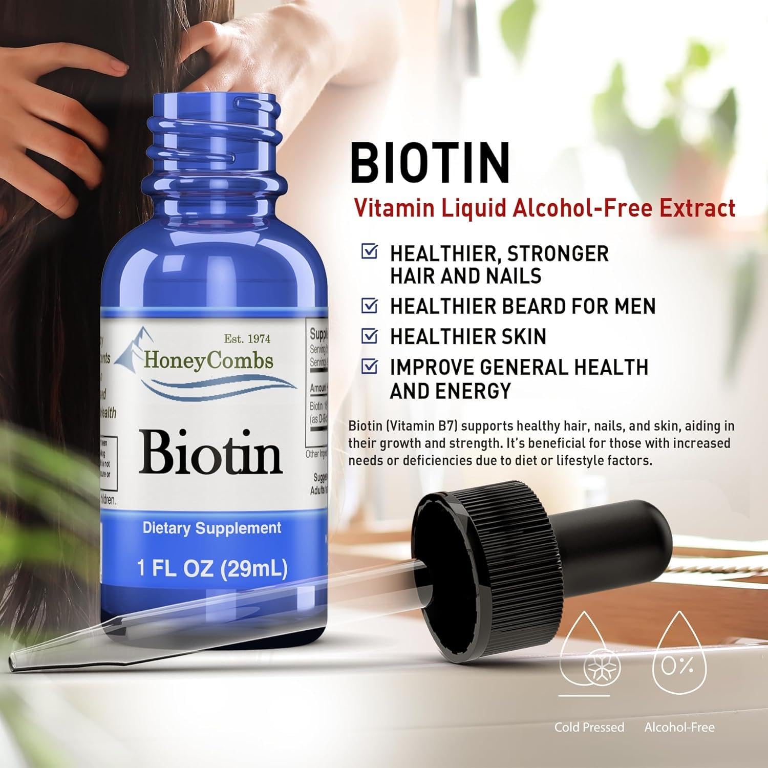 Hair Growth Vitamins for Women and Men, Liquid Biotin B7 Drops, 1oz — Amazon image 3