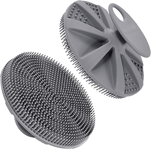 INNERNEED Cepillo de ducha de silicona suave de grado alimenticio, cepillo de limpieza manual para la piel, exfoliante suave y bien enjabonado (gris)