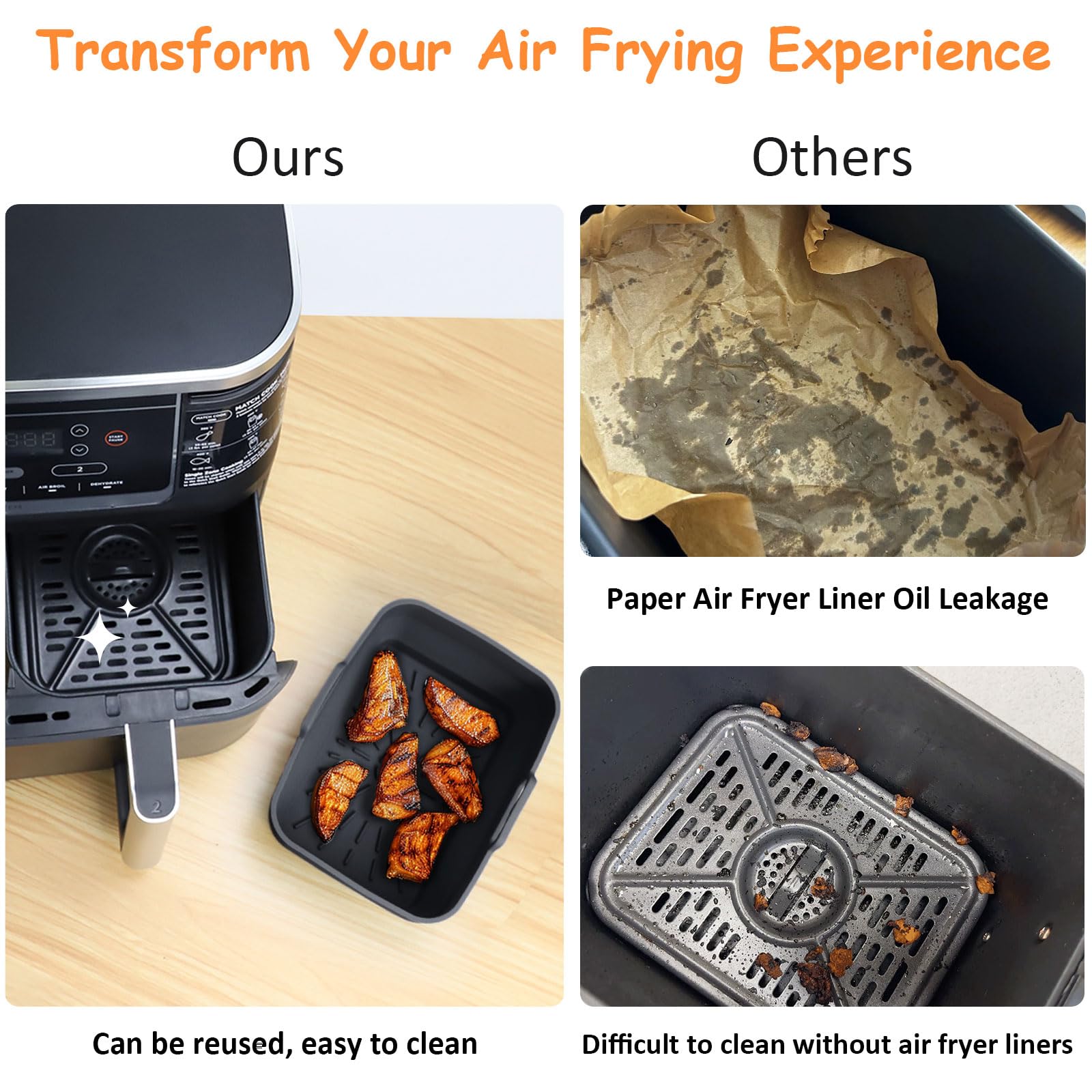 Air Fryer Liners with Magnetic Cheat Sheet - 2 Pack -6 Air Fryer Liners with Magnetic Cheat Sheet - 2 Pack -6