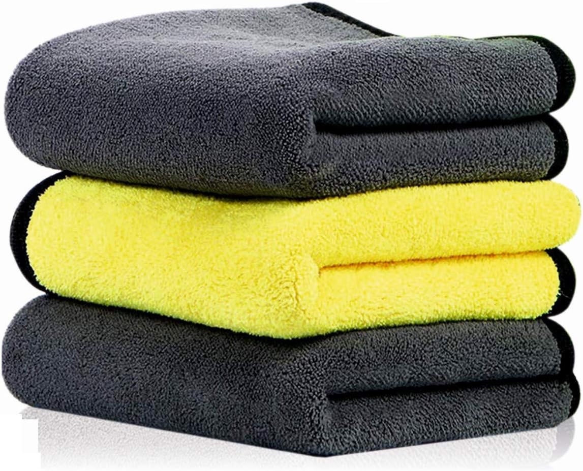 HSR Car Accessices Cleaning 800 GSM Microfiber Towel for Car Cleaning and Detailing - Dual Sided, Extra Thick Plush Microfiber Cloth - 40cm x 40cm (Pack of 3)