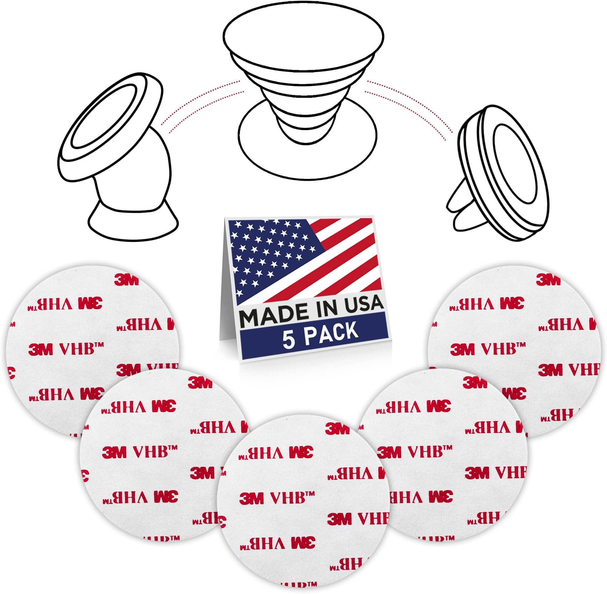 VolariumPop Sticky Adhesive Replacement: Smart Sticky Stand for Socket, Pop Expanding Stand and Grip, Pop Adhesive Replacement, Double Sided Circle Mount, 5-PCs 1.4 in Circle