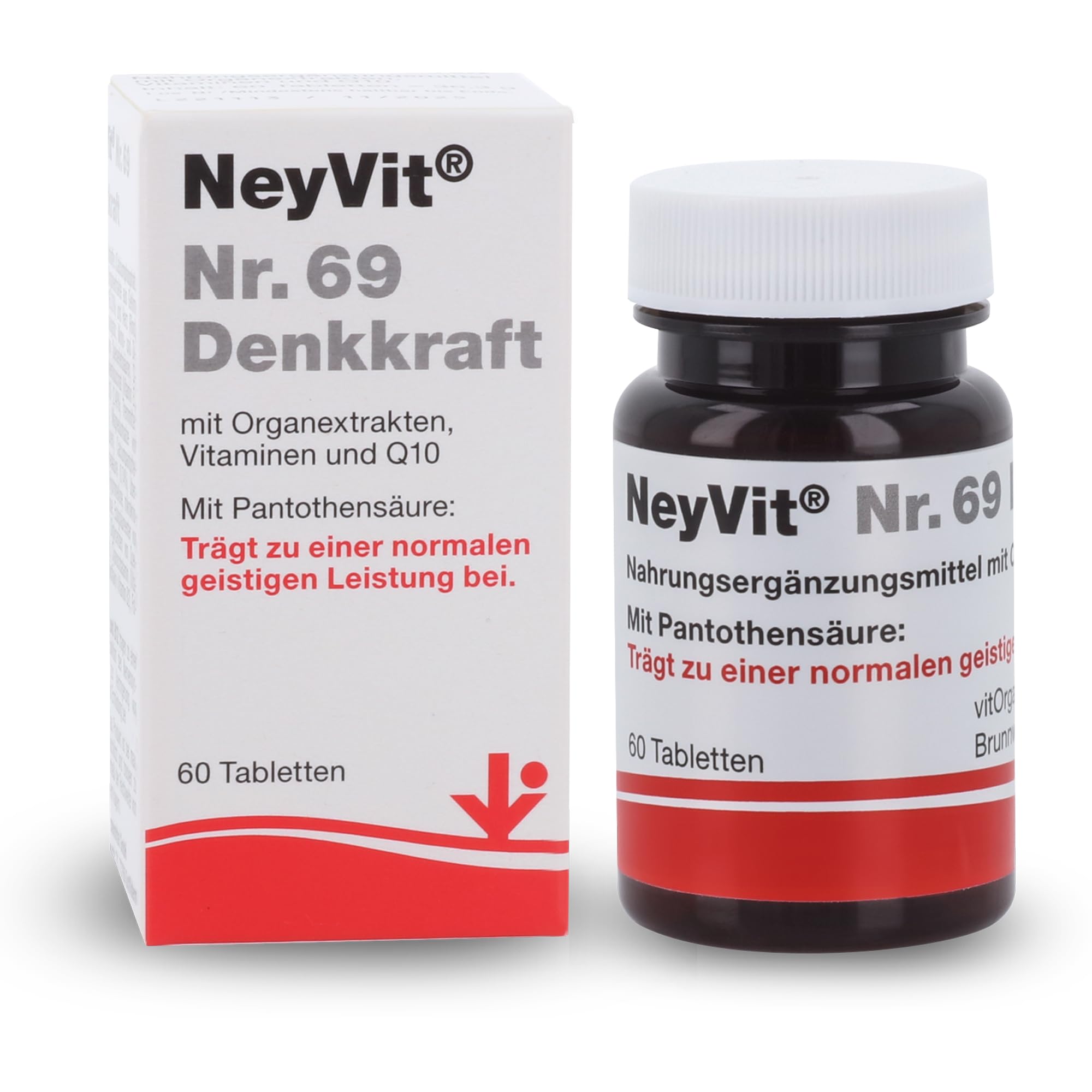 NeyVit Nr. 69 Denkkraft – Kognitive Nahrungsergänzung – mit Organextrakten, Vitaminen und Coenzym Q10
