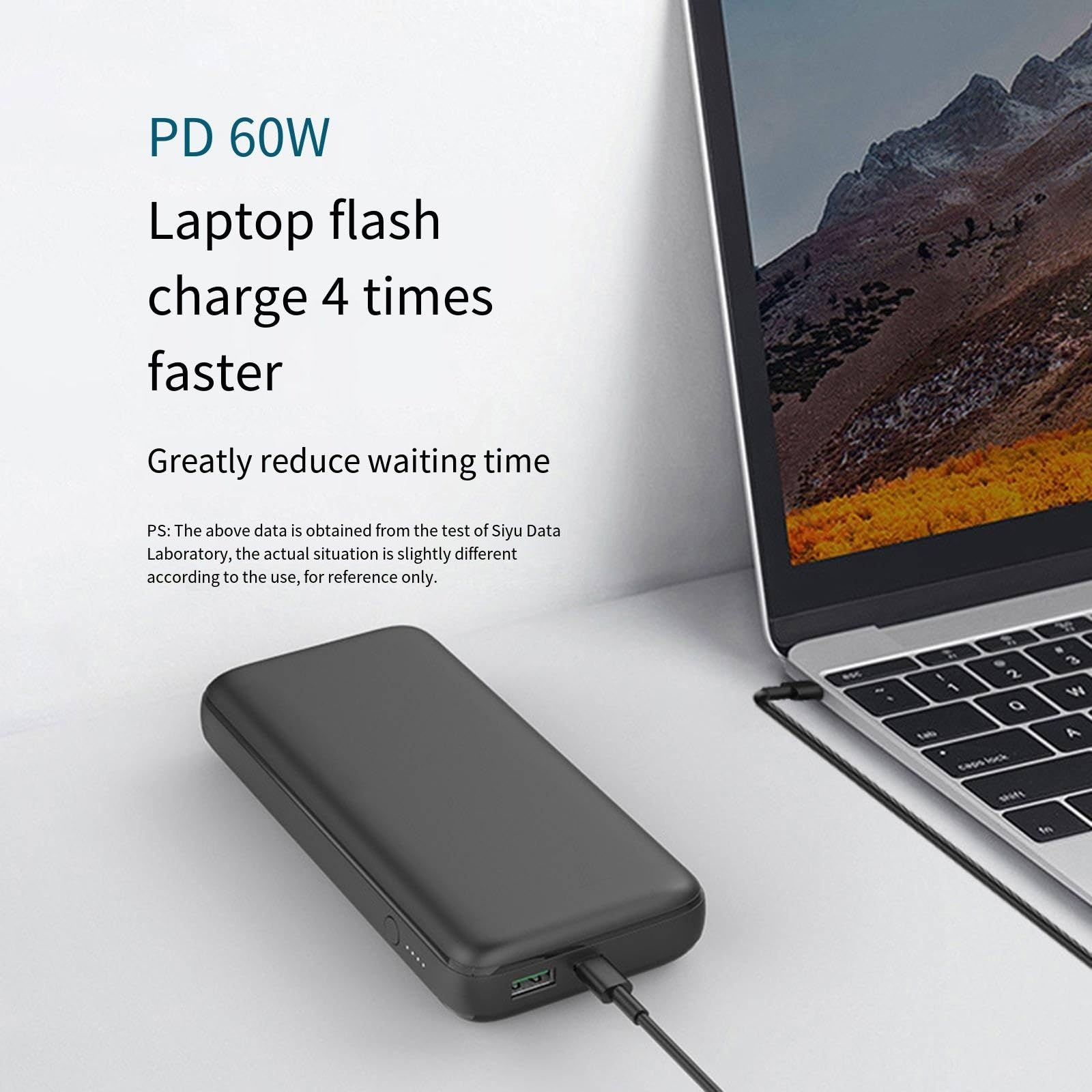 RIDAEX Pd65W Haute Puissance Charge Rapide 20000 Mah Grande capacité Batterie Externe pour Ordinateur Portable Banque d'alimentation Multi-Ports Portable,Black