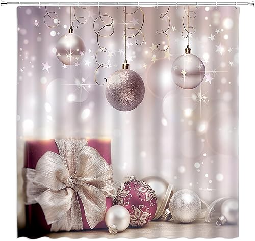 Miniatura 12 de Cortina de Ducha de Navidad Camión Navideño Retro Árbol de Navidad Muñeco de Nieve Rústico Casa de Campo Invierno Tela Cortinas de Baño Decorativas