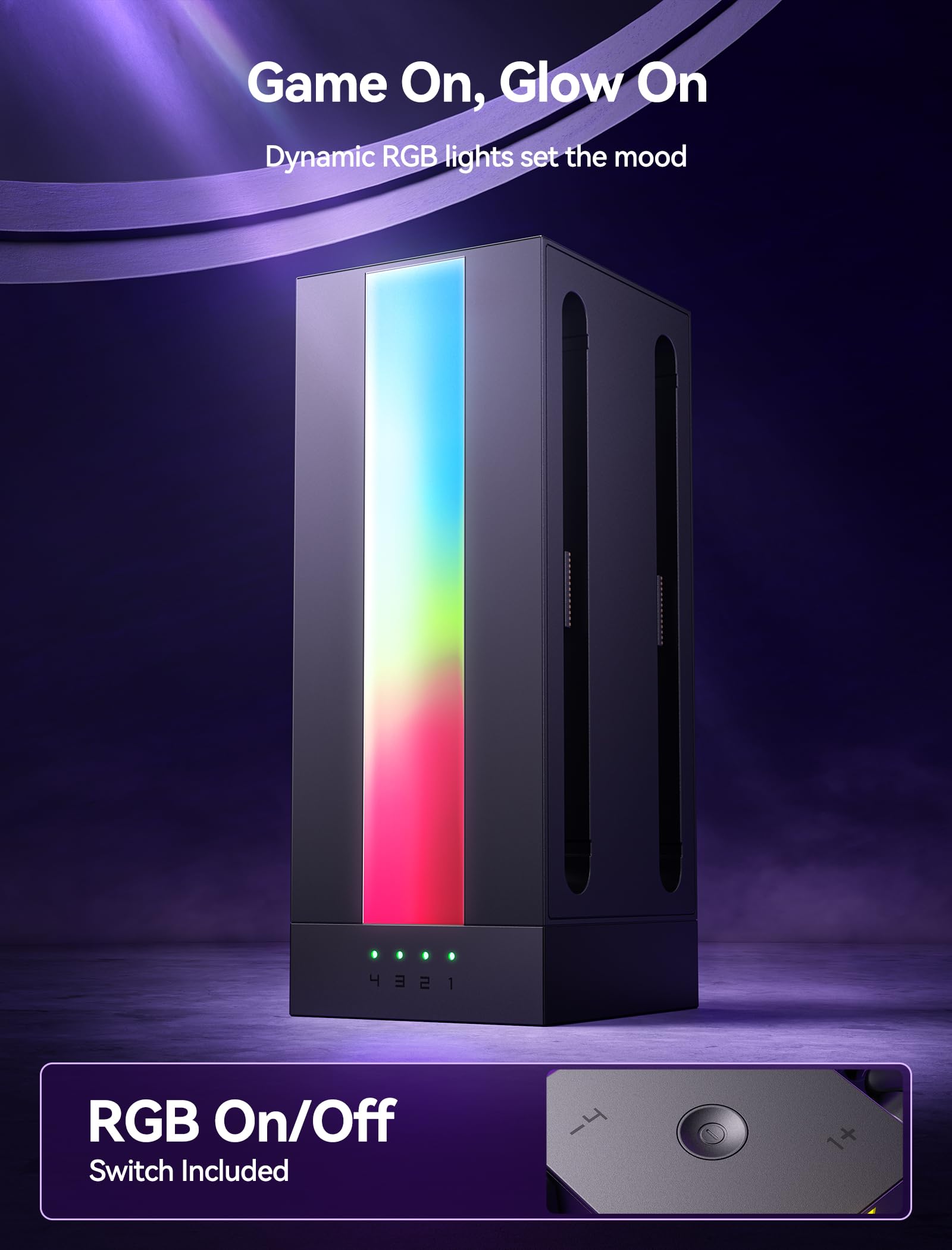 Stacja ładująca JSAUX EnergyFlow do kontrolera Nintendo Switch 2 JoyCon, magnetyczna stacja ładująca RGB 4 w 1 z wyświetlaczem LED, akcesoria Switch 2 JoyCon z USB C o długości 1,5 m