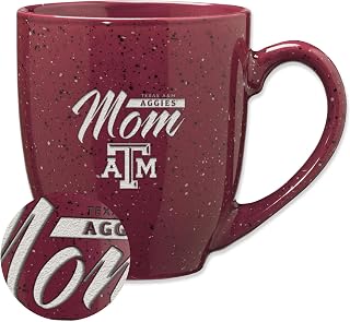 Rico Industries NCAA Texas A&M Aggies Mom 16 oz Team Color Laser Engraved Speckled Ceramic Coffee Mug