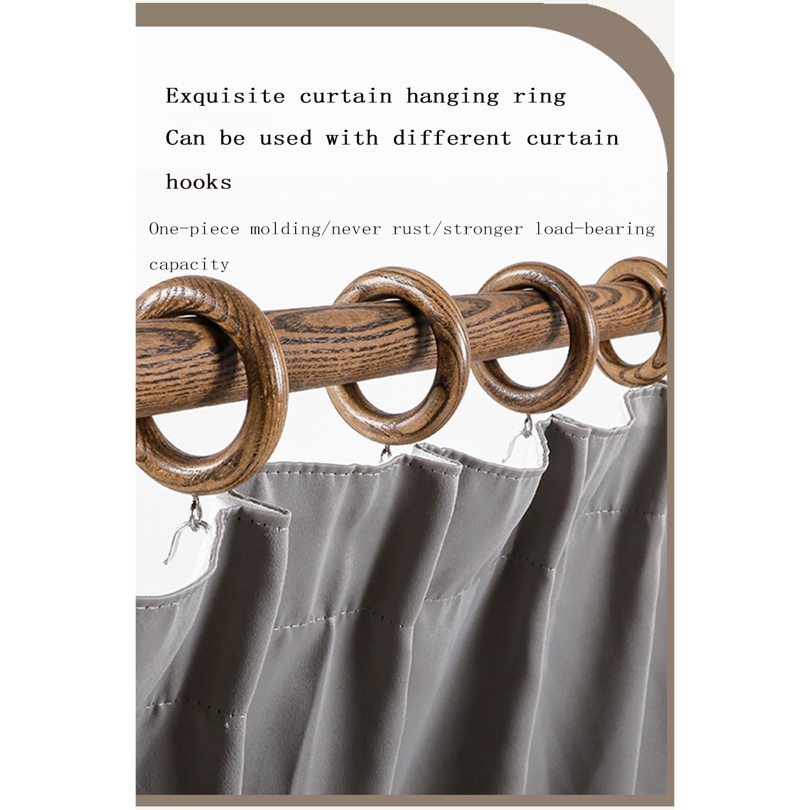 Ensemble de tringle à rideaux en hêtre massif de qualité supérieure – 300 cm en bois naturel avec supports et crochets, style romain élégant pour salon et chambre à coucher, décoration d'intérieur