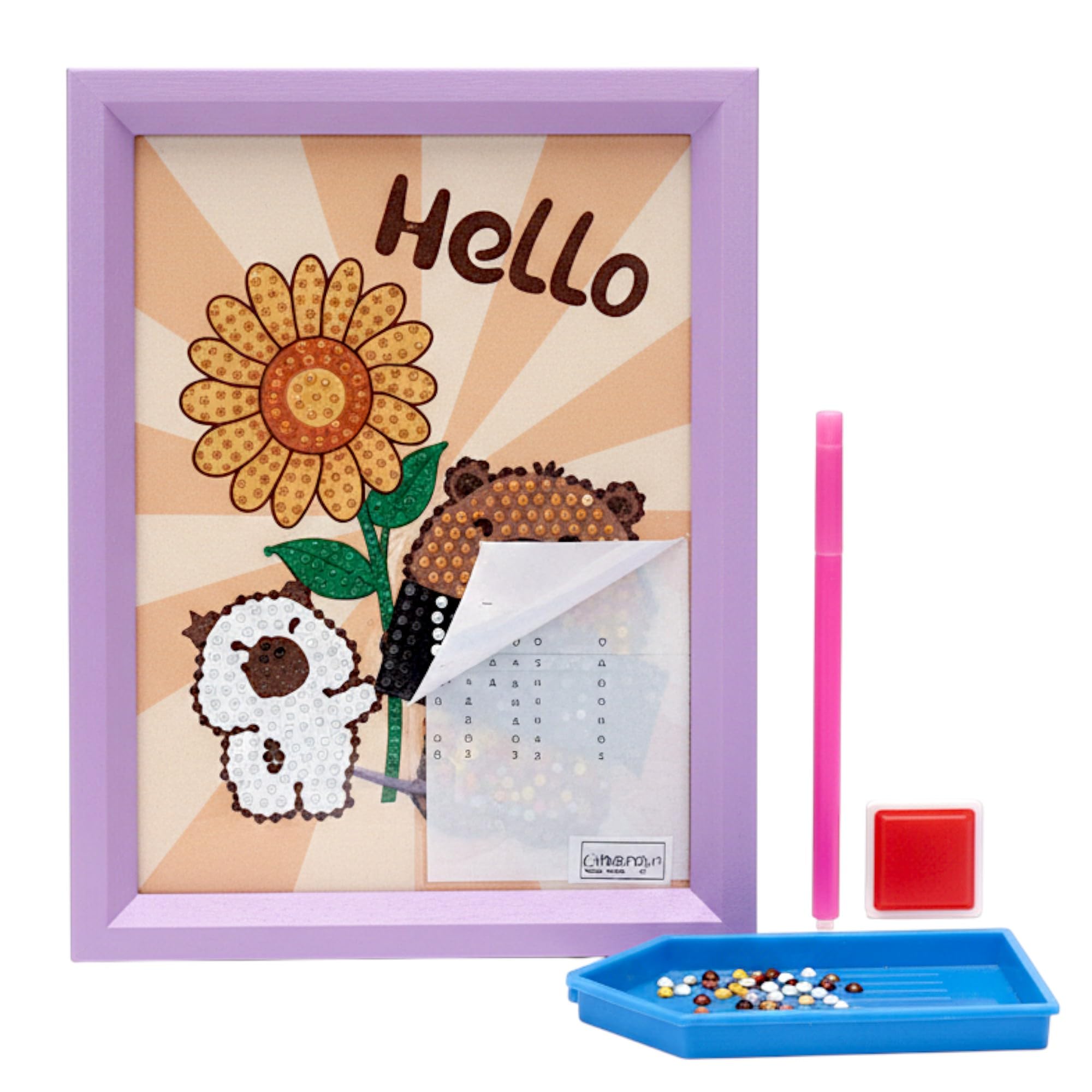 SHAKTISM Space, Dino, Fish, Car, Cake, KiTtyDiamond Painting Kit for Kids, DIY Art Craft with Frame, 18.5 x 13.5 cm for Kids (Capy Diamond Painting) Random Design-image-3