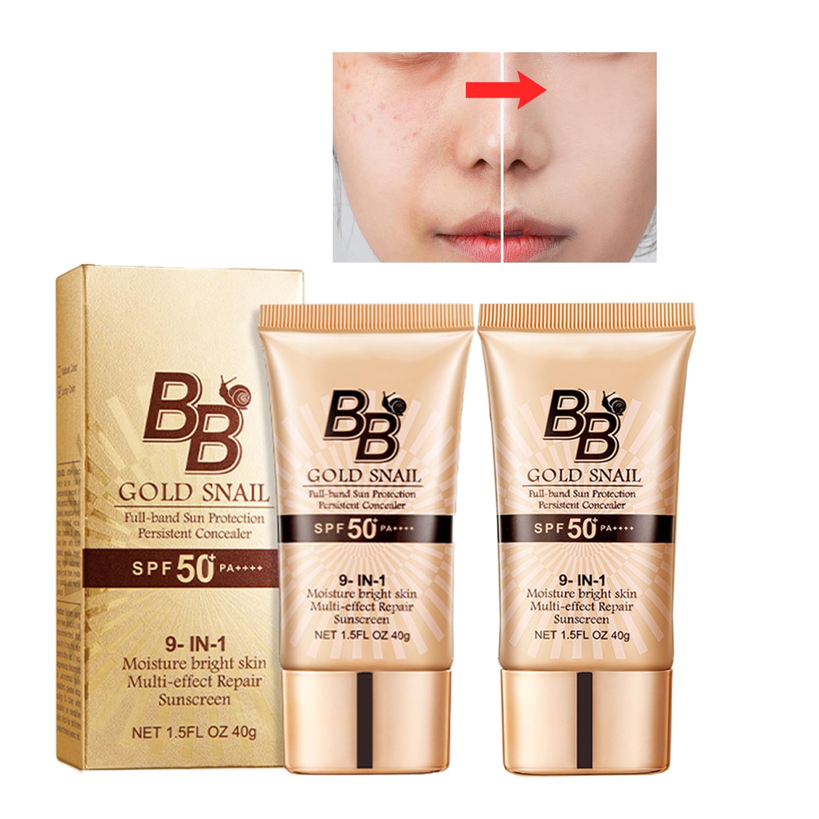 XdealCozyxc 2 PCS Foundation BB Cream Light Tinted Moisturiser Face Women, SPF50+