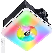 Bathroom Exhaust Fan with Bluetooth Speaker &amp; Light, 240 CFM Ventilation Fan with 3 Dynamic Light, 7 RGB Modes, 3 Color 3000K-6500K Temperatures Nightlight,Remote,13 IN Panel,Mounting Opening 11.8IN