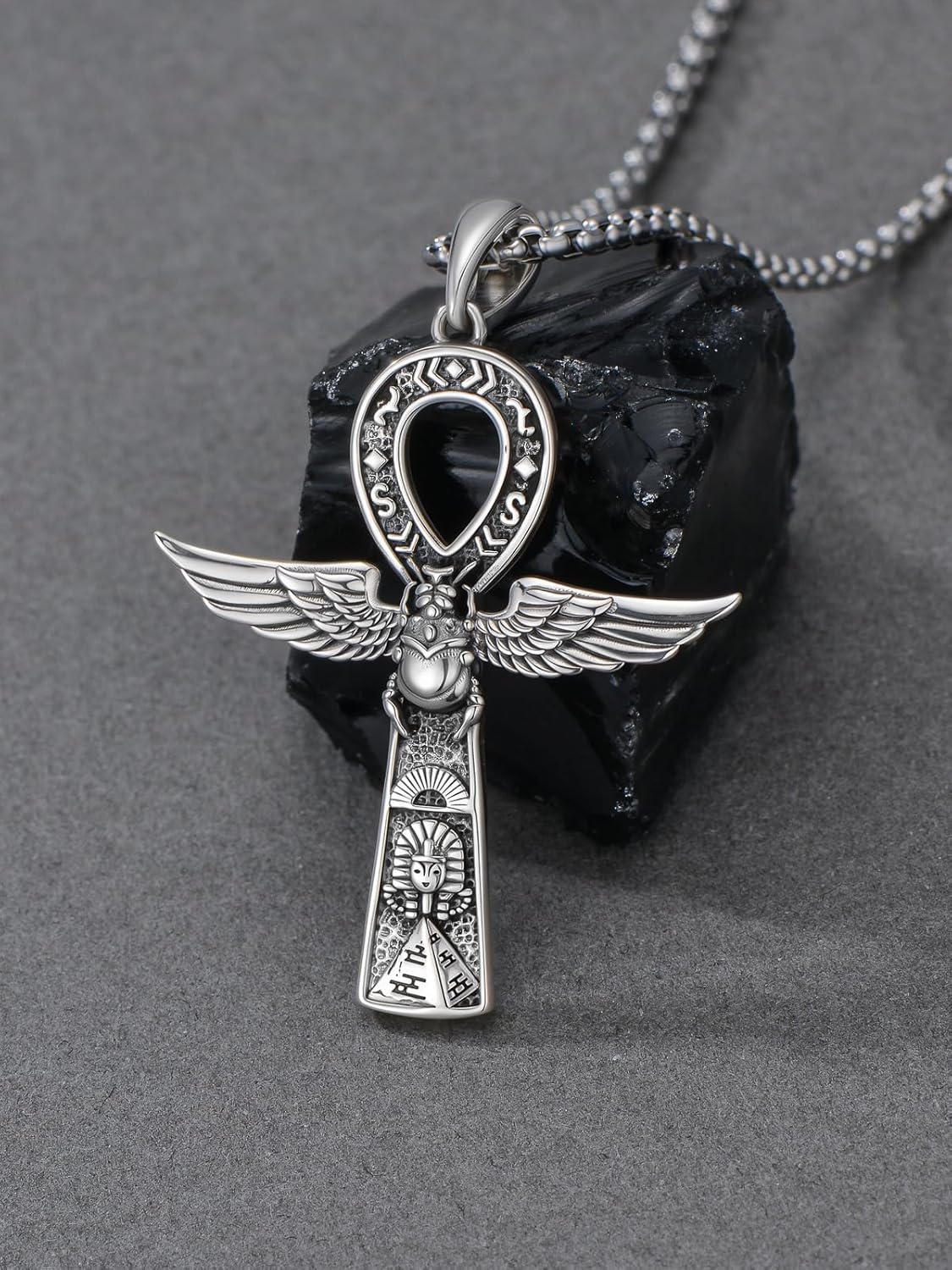 Egyptian Ankh Necklace 925 Sterling Silver Egypt God Pendant Necklace Egypt Jewelry Gift for Men Women - Image 2