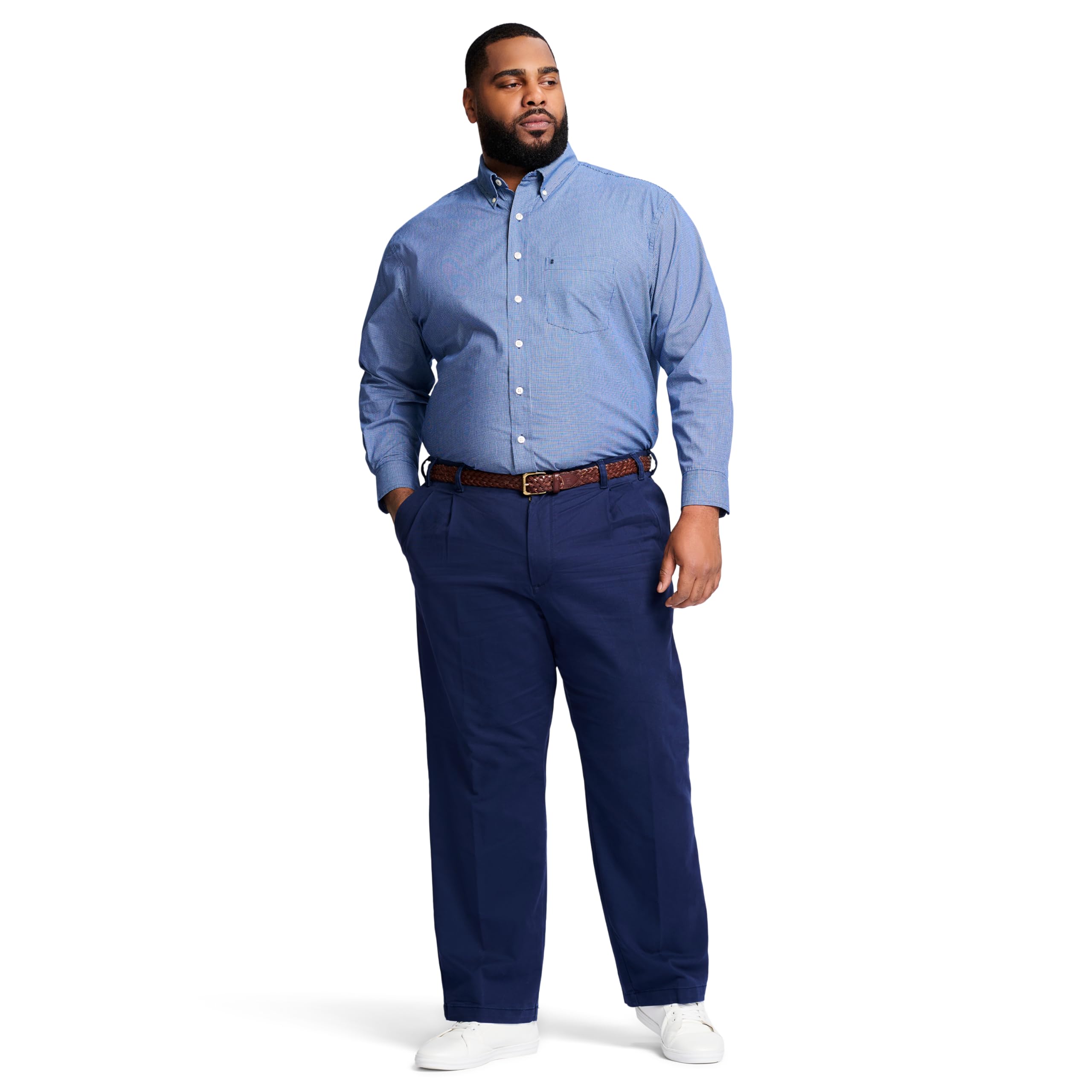 Izod Koszula na guziki Mężczyźni Big And Tall Essential Check Long Sleeve Shirt